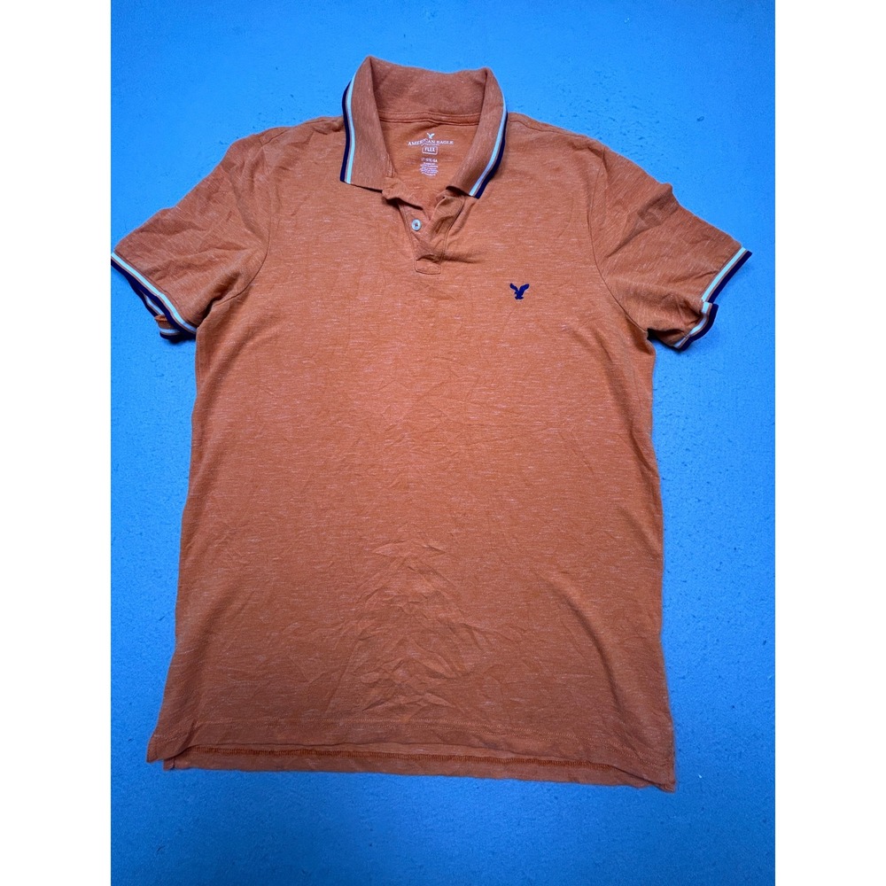 American Eagle Polo Shirt Cotton Polyester Orange Heather Large Tall Mens